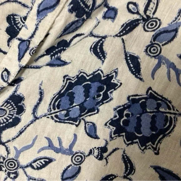 Nwot Rachel Zoe Floral Linen Button Shirt Top M High Low Hem Coastal Grandma - Picture 4 of 7